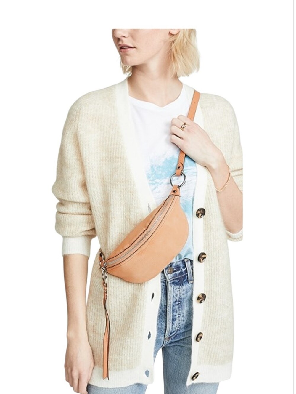 Rebecca Minkoff Tan Pebbled Leather Crossbody with Gold Hardware